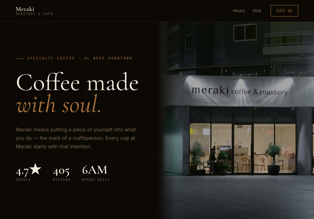 Meraki Roastery website