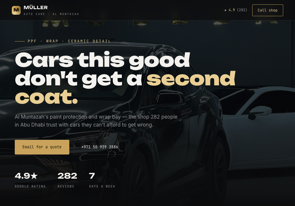 Müller Auto Care website