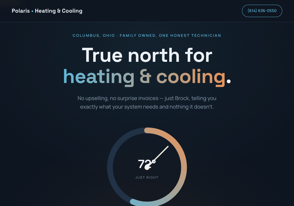Polaris Heating and Cooling website built by Target System