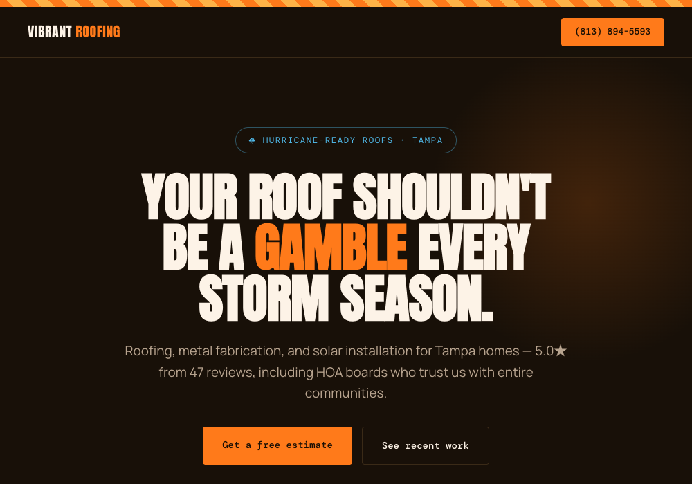 Vibrant Roofing website